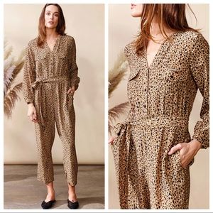 NWT Dolan Neela Cheetah Print Long Sleeve Jumpsuit